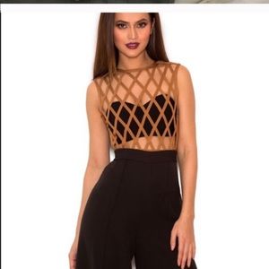 Nude caged bodysuit size large.